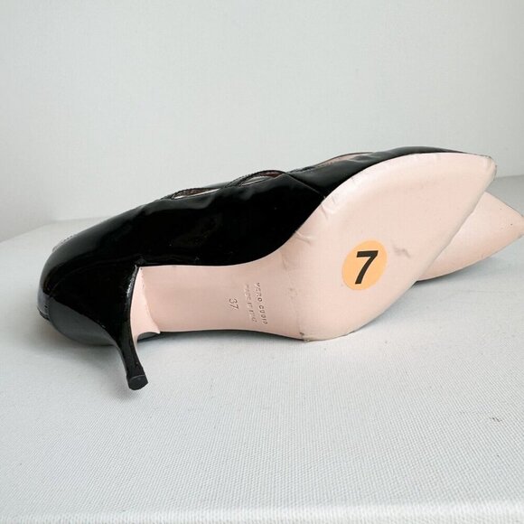 Red By Valentio Bow Detail Place PAtent Leather Nude beige Illusion Booties 37 - Picture 10 of 11